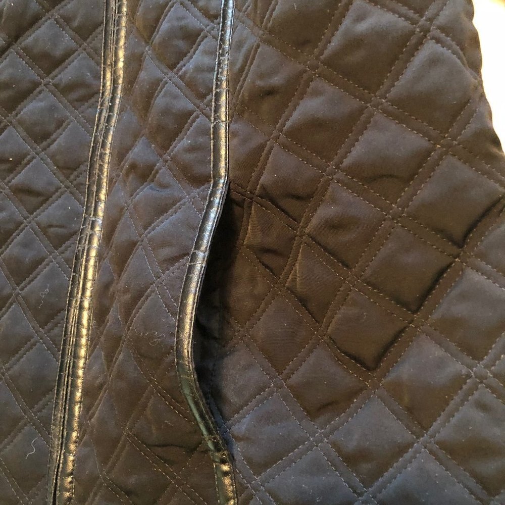 ESPRIT Outerwear Quilted Coat Lined Full Zip Jacket Faux Fur Collar Black Large - Picture 3 of 8